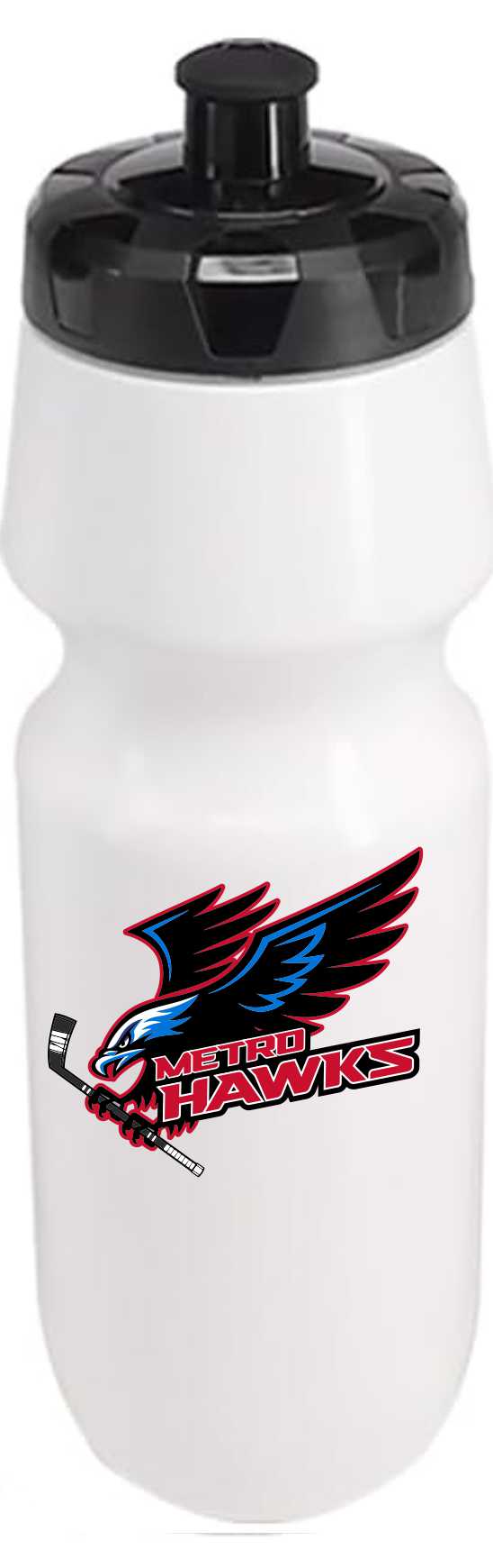 18oz White Metro Hawks Water Bottle